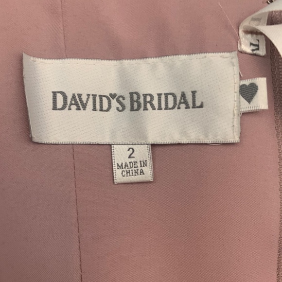 NWOT David's Bridal rose gold lace strapless dress ruched wedding prom mini 0 - Picture 2 of 13